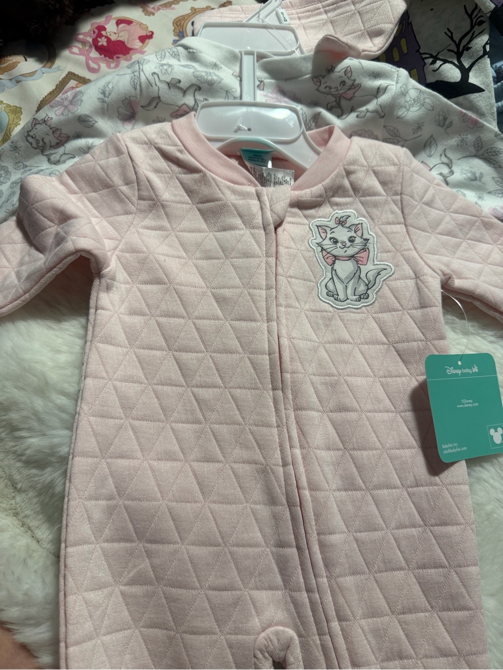 Disney Pink Quilted Baby 2-Piece Footie with Marie Patch